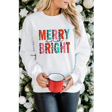 White MERRY and BRIGHT Leopard Print Pullover Sweatshirt
