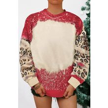 Red Tie Dye Leopard Drop Shoulder Sweatshirt