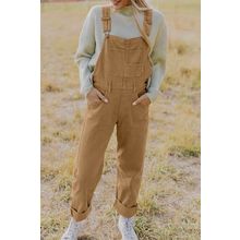 Khaki Vintage Multi Pockets Buckle Strap Cargo Denim Overalls