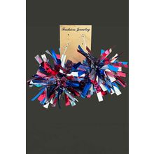 Dark Blue 4th of July Celebration Tinsel Earrings