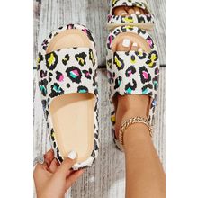 White Leopard Pint Soft Thick Sole Slippers