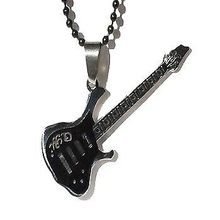 316L Stainless Steel Black Guitar Pendant