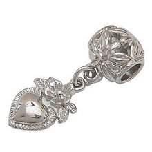 European Style Silver Bead with Dangle Heart 5mm Hole