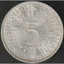 1972 J Germany 5 Mark Silver Coin