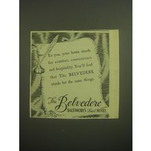 1945 The Belvedere Hotel, Baltimore Ad - To you, your home stands for comfort