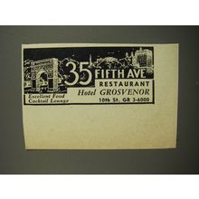 1953 35 Fifth Ave Restaurant Hotel Grosvenor Advertisement