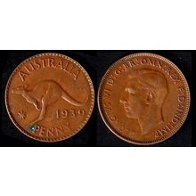 Australia One Penny 1939 Used Coin 1d Geo VI Kangaroo