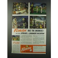 1949 Florida Tourism Ad - Florida Has the Answers!