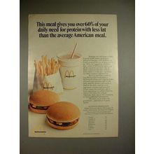 1973 McDonald's Hamburger & Fries Ad - 60% Daily Need