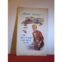 SEASIDE HUMOUR POSTCARD no 4319 by Regency Pub. Co. unused. MONEY TALKS =