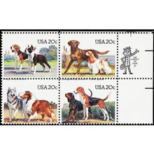 2101a, MNH 20¢ Dogs Misperforation ERROR Zip Block of Four - Stuart Katz