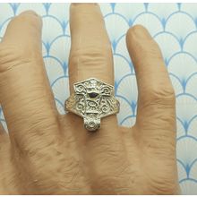 Mens Big and Chunky 925 Solid Sterling Silver Viking Themed Skull Biker Ring