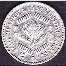 1932 South Africa 6 Pence Silver Coin