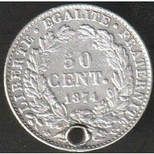 1874 A France 50 Centimes Silver Coin