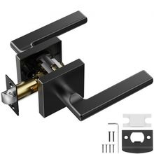 Passage Door Handle, 1 Pack Matte Black Door Lever, Left or Right Handing Re...