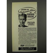 1940 Zonite Zonitors Ad - Continuos Feminine Hygiene