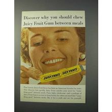1963 Wrigley's Juicy Fruit Gum Ad - Chew Between Meals