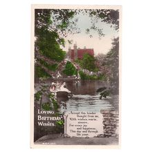 LOVING BIRTHDAY WISHES.. used vintage postcard 1931 postmark river scene