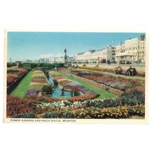 SUNKEN GARDENS & PEACE STATUE, BRIGHTON, vintage unused postcard Colourmaster =
