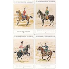 Scottish Mounted Military Soldiers Regiments 4x Postcard s