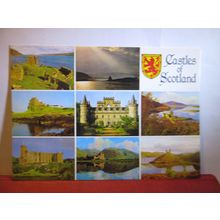 multiview, CASTLES OF SCOTLAND unused postcard by J. arthur Dixon #
