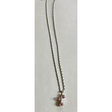 Pink Crystal Flower Shaped Pendant on Silver Plated 17" Necklace