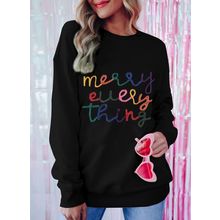 Black Merry Every Thing Glitter Slogan Sweatshirt