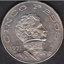 1971 Mexico 5 Pesos Coin
