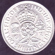 1940 Great Britain 1 Florin (2 Shillings) Silver Coin