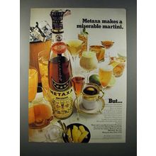 1970 Metaxa Liqueur Ad - Makes a Miserable Martini