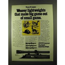 1974 Weaver D4, D6 and V22 Scopes Ad - Lightweights