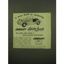 1949 Crosley Hotshot Car Ad - A new thrill in motoring