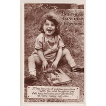 Child With Antique Scrap Book Birthday Real Photo Postcard