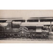4-2-2 3027 Worcester Train at Taunton Station Antique Real Photo Postcard