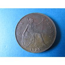 1929 GEORGE V ONE PENNY FREE POST. (bb)