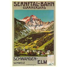 Sernftal Bahn Glarnerland Switzerland in 1914 WW1 Poster Postcard