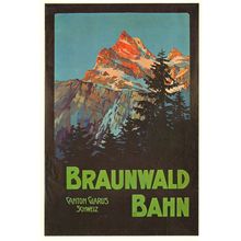 Braunwald Bahn Canton Glarius Switzerland Railway 1912 Poster Postcard
