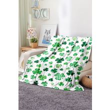White St. Patrick Clover Print Nap Blanket 130*150cm