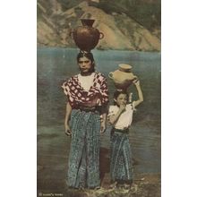 Indian Girl Water Carriers San Pedro Laguna Old Postcard