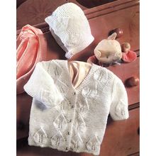 Baby Knitting Pattern Set Jacket and Bonnet Frost Leaves 41-51cm Chest in 4ply