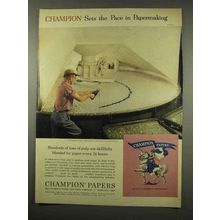 1956 Champion Paper Ad - Sets the Pace in Papermaking