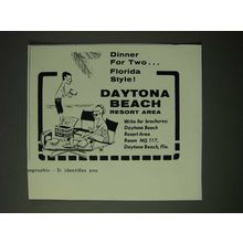 1960 Daytona Beach Florida Ad - Dinner for twoÉ Florida Style!