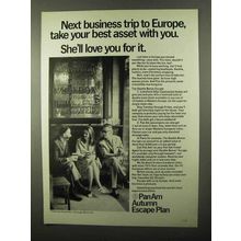 1971 Pan Am Airlines Ad - Business Trip to Europe