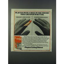 1986 Playtex Living Gloves Ad - Playtex puts a hole in the theory