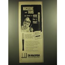 1950 Dunhill De-Nicotea Cigarette Holder Ad - Nicotine and tars are better
