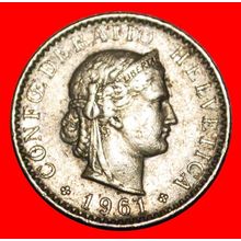 Ⰶ LIBERTY (1881-2025): SWITZERLAND★20 RAPPEN 1961B DIES 1+A★LOW START★NO RESERVE