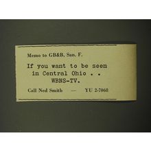 1959 WBNS-TV TV Station Advertisement - Memo to GB&B, San. F.