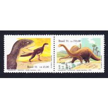 Brazil Dinosaurs 2v pair 1991 MNH SG#2483-2484 Sc#2319a