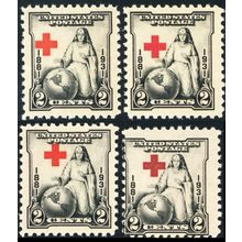 702, Red Cross Shifted In All Four Positions Mint NH -*- Stuart Katz