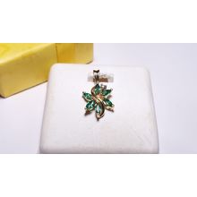 Estate .46ctw Natural Marq Emerald / Rd Diamond 14Kt Y/Gold Flower Pendant#22527